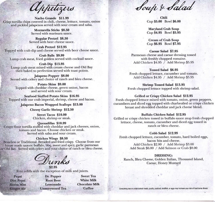 The Furnace Grill & Crab House Menu